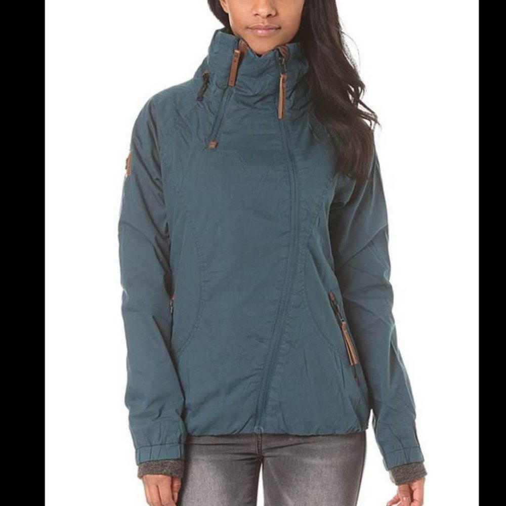 Awesome NAKETANO Teal Jacket Asymmetric Zipper
